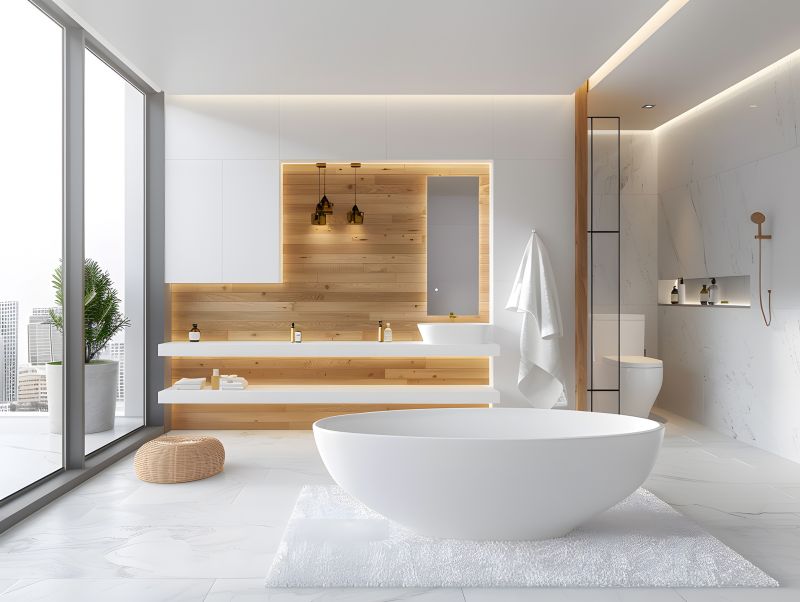 Stylish Bathroom with New Bathtub